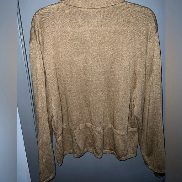 DYLANI knitwear zip up tan sweater - Picture 5 of 6